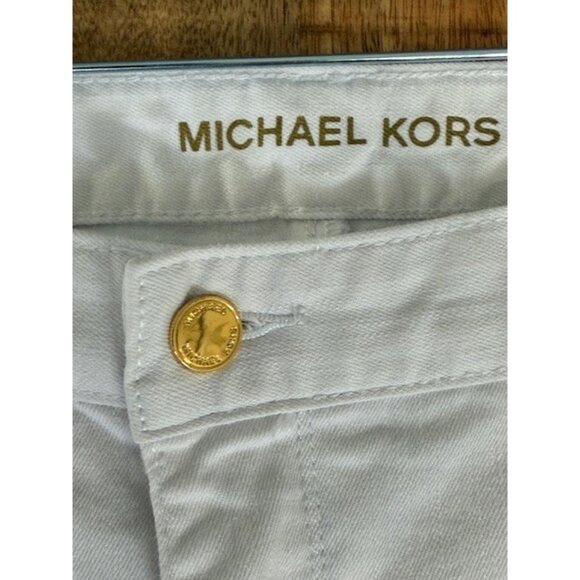 Michael Kors White Pants Denim Jeans Plus Size 20W Gold Emblishments Bling GUC - Picture 4 of 15